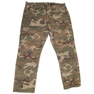 Ralph Lauren Denim & Supply Camo US Flag Pants Distressed Slim Fit Jeans 33x32